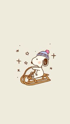 a cartoon character on a sled with stars in the background