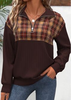 Color:Dark Coffee;Size:S;Size:M;Size:L;Size:XL;Size:XXL;Package Contents:1 X Sweater;Occasion:Other;Style:Casual; V Neck Sweatshirt, Elegant Dresses Plus Size, Geometric Clothing, Dark Coffee, Black Swimwear, Long Sleeve Sweatshirt, Plaid Tops, Plus Size Swimwear, Midi Dress Bodycon