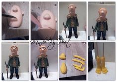 a series of photos showing different stages of making a doll