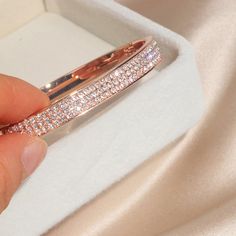 Rose Gold Bangle Bracelet Rose Gold Bangle Bracelet, Pave Bangle, Crystal Cuff Bracelet, Womens Cuff Bracelets, Tension Setting, Rose Gold Bangle, Cubic Zirconia Bracelet, The Bangles, Bangles Making