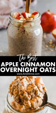 apple cinnamon overnight oats in a mason jar