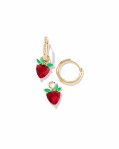 Strawberries and sparkle combine to make a truly irresistible style: the Strawberry Gold or Silver Huggie Earrings. Paired with simple studs or a statement style, these cute strawberry charms will catch everyone’s attention (and all the compliments!). These huggies are convertible, too: you can remove the charms for multiple looks. 0.59' OUTSIDE DIAMETER, 0.54"L X 0.40"W REMOVABLE CHARM Nora Fleming Minis, Simple Studs, Gold Huggie Earrings, Huggie Earrings Gold, Huggie Earrings Silver, Strawberry Charm, Cute Strawberry, 15 Gifts, Lemon Lavender