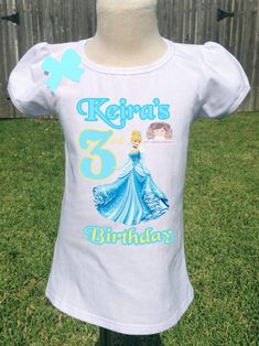 Cinderella Birthday, Princess Cinderella, Birthday Girl Shirt, Small Bows, Girl Shirt, Birthday Shirts, Baby Bodysuit, Shirts For Girls, Shirt Design