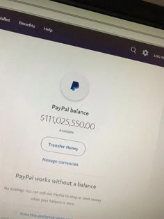 a computer screen with a paypal balance page on it's side and the words paypaid balance displayed