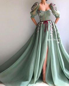 Open Skirt, Mint Green Prom Dress, Teuta Matoshi, Field Flowers, Net Dress, Turquoise Dress, فستان سهرة, Beauty Dress, Green Prom Dress