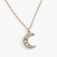 A powerful symbol of wisdom and change, the moon is a reminder to listen to your intuition and trust that your inner voice will bring you where you need to be. This Moon and Crystal Necklace features a crescent moon charm, adorned with sparkling crystal glass stones, on an 16”-18” adjustable chain. Layer this necklace with other symbols for a look that tells your unique story. Listen To Your Intuition, Symbol Of Wisdom, Best Friend Necklaces, Moon Pendant Necklace, Inner Voice, Soft Toothbrush, Moon Charm, Charm Bangle, Statement Bracelet