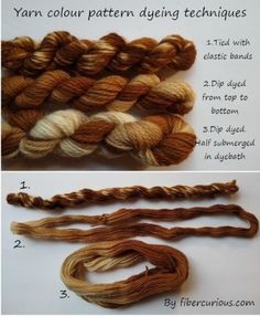 two pictures showing different types of yarn