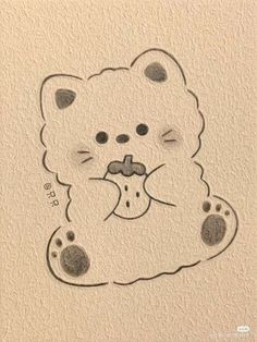 a drawing of a teddy bear with its eyes closed