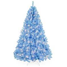 Pre-Lit Artificial Baby Blue Christmas Tree w/ Incandescent Lights Baby Blue Christmas Tree, Blue Christmas Tree, Christmas Tree Shop, Metal Hinges, Christmas Yard, Christmas Greenery, Baby Blue Colour, Indoor Christmas Decorations, Blue Tree