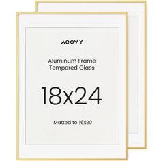 two white and gold framed frames with the text,'18x24mm '