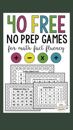 free printable no prep games for math