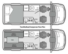 the floor plan for a two - person camper