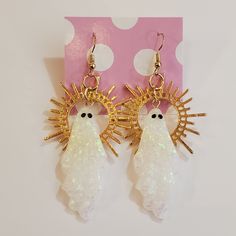 Sun Ghost Earrings Listing for 1 pair of earrings Beetlejuice Sandworm, Bat Jewelry, Pride Shoes, Spider Jewelry, Vintage Ootd, Dots Candy, Flora Dress, Retro Purse, Retro Skirt