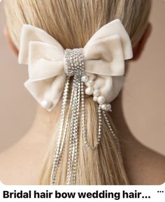 Luxury Detachable Bow For Gift, Hair With Pearls In It, Pearl Hair Bow, Bow Wedding Hair, Bridal Hair Bow, Bow With Pearls, Wedding Hair Bow, Hair Bow Wedding, Fancy Hair Bows