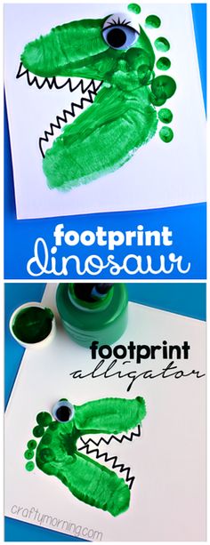 this is an easy and fun alligator fingerprint art project for kids