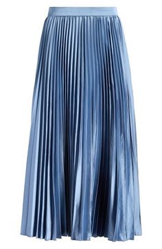 Flowy pleats add visual intrigue to a versatile skirt fashioned in a midi length for timeless appeal. 32" length (size Medium) Lined 95% polyester, 5% elastane Dry clean Imported Blue Skirt Outfits, Cute Work Outfits, Tulle Midi Skirt, Pleated Skirts, Astr The Label, Blue Skirt, Pleated Midi Skirt, Slate Blue, Work Outfits