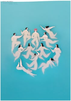 a group of naked people floating in the air