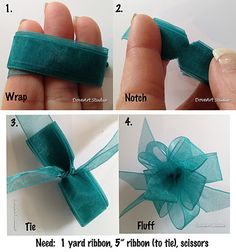 instructions for how to tie a bow with organe ribbon and satin ribbons on it