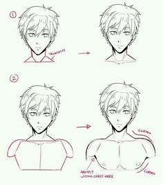 how to draw the head and shoulders of an anime character