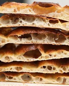 several pieces of bread stacked on top of each other