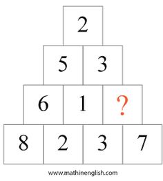 an image of a number pyramid with question marks on it and the numbers below them