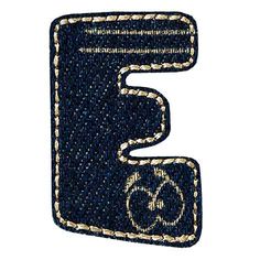 the letter e is made out of blue jeans