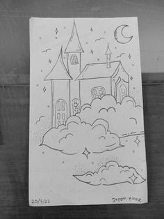 a drawing of a castle in the sky