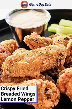 crispy fried breaded wings with lemon pepper