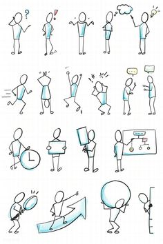 an image of various cartoon characters doing different things in the same drawing style as well as instructions on how to draw them