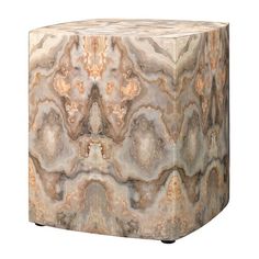 an image of a marbled cube stool on casteors with wheels for easy storage