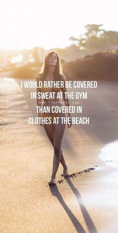 a woman standing on top of a beach next to the ocean with a quote above her