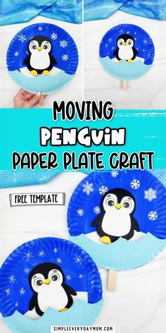 this penguin paper plate craft is perfect for kids to make it looks like they are playing in the snow