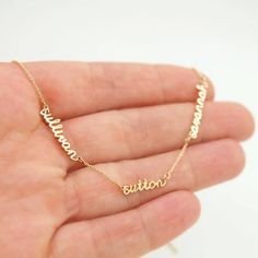 Jewelry Mexican, Necklace With Kids Names, Names Necklace, Mommy Necklace, Grandma Necklace, Handwriting Jewelry, Dainty Diamond Necklace, Mother Jewelry, Family Necklace