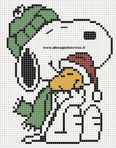 a cross stitch pattern with a snowman holding a green leaf in his hand and wearing a hat