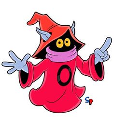 an image of a cartoon character wearing a red hat and scarf with hands in the air