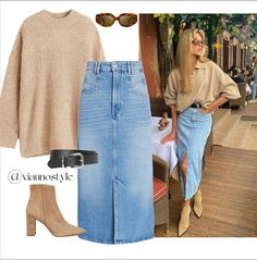 Fall Long Jean Skirt Outfits, Casual Outfits Long Skirt, Bridal Consultant Outfit, Maxi Jean Skirt Outfits Fall, Long Denim Skirt Fall Outfit, Long Jean Skirt Outfits Fall, Fall Jean Skirt Outfits, Long Denim Skirt Outfit Fall, Casual Long Skirt Outfits