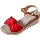 Amazon.com | Alexis Leroy Women's Summer T-Straps Buckle Design Fashion Wedge Heel Sandals Red 9-9.5 M US | Platforms & Wedges