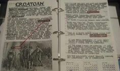 an open book with pictures and text on the pages that are labeled croatan