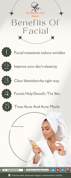 Benefits Of Monthly Facials, Benefits Of Facials, Benefits Of A Facial, Women Infographic, Skincare Infographic, Skin Care Things, Facial Benefits, High Frequency Facial, Types Of Facials