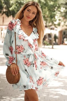 This mini dress is suitable for any occasion in late spring and summer The floral print makes you more fashionable and charming We are committed to providing high quality fashion clothing It is perfect for daily life. indoor. outdoor. work. date... Long Sleeve Floral Dress, Quality Fashion, Print Making, Fashion Outfits, Long Sleeve