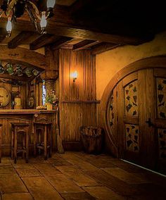 a room with wooden walls and flooring that looks like it has been made out of wood