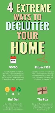 the four extreme ways to declutter your home infographical poster with instructions