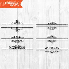 some black and white designs on a wooden background with the word cutting files below it