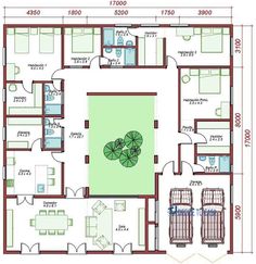 the floor plan for a house with two car garages and an open living area