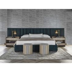 Nina Magon King Wall Bed Upholstered Walls, King Bedroom Sets, Bedroom Bed Design, King Bedroom, Wall Bed, Panel Bed, Headboard And Footboard, Upholstered Headboard