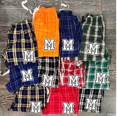 Super cute pajama pants!! So comfy <3 These are a really nice flannel high quality material.  Pants come in so many different colors, so we will match the pant color to your logo colors as best as possible. If you want a specific color please message us! Will be personalized with your school, team, camp, company logo or any custom image/logo. Cute college commitment gift or gift for a new roommate or camper! Bed Party, Logo Colors, Image Logo, Plaid Pajama Pants, Flannel Pants, Plaid Pajamas, School Team, College Team, Cute Pajamas