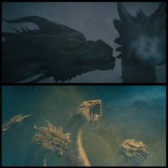 In Godzilla: King of the Monsters King Ghidorah's middle head sometimes snaps at the other two heads and they also look at him for behavioral cues demonstrating that the middle head is dominant. Obscure Facts, Recent Movies