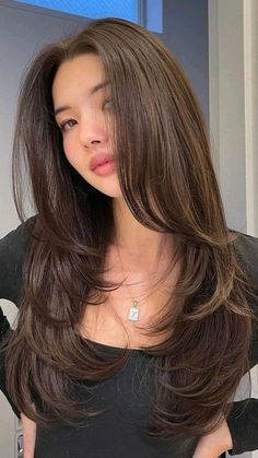 Long Wispy Side Bangs, Korean Long Layered Haircut, Front Layers Long Hair, Long Front Bangs, Butterfly Haircut, Haircut 2024, Haircuts For Long Hair With Layers, Hair Inspiration Long, Layered Haircuts For Medium Hair