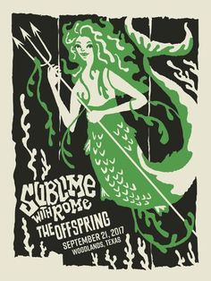 a poster with a mermaid holding a spear in it's hand and the words surfing wrong