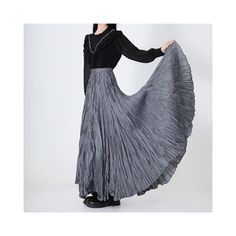 Z-188-10 Casual Long Skirt With Folds, Casual Flowy Skirt With Folds, Long Skirt With Folds, Long Flowy Skirt With Folds, Flowy Long Skirt With Folds, Gray Flowy Maxi Skirt For Spring, Gray Asymmetrical Skirt For Spring, Bohemian Fitted Pleated Maxi Skirt, Bohemian Pleated Fitted Maxi Skirt